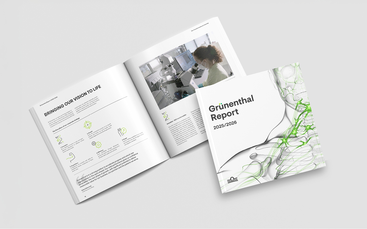 Immagine di copertina e pagina dei contenuti Rapporto Grünenthal Edizione 2025/26